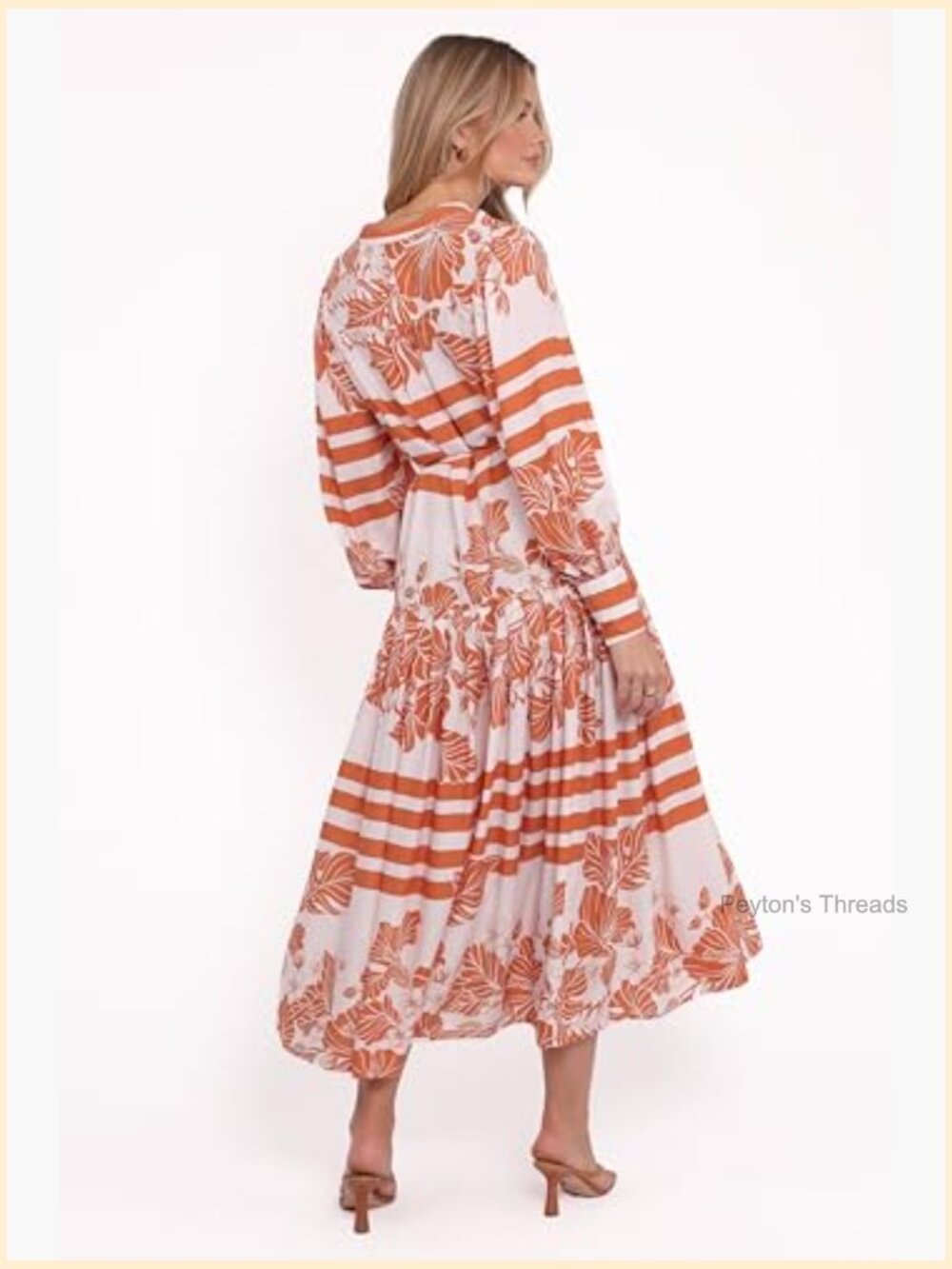 Long Sleeve Midi A-Line Dress with Button Front and Removable Waist Tie - Picture 5 of 5